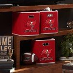 Franklin Sports NFL Tampa Bay Buccaneers Collapsible Storage Bin NFL Folding Cube Storage Container Fits Bin Organizers Fabric NFL Team Storage Cubes One Size, 11" x 11"