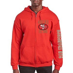 Junk Food Clothing x NFL - San Francisco 49ers - MVP Zip Hoodie - Unisex Adult Full Zip Hooded Sweatshirt for Men and Women - Size XX-Large