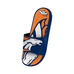 FOCO Denver Broncos NFL Mens Colorblock Big Logo Gel Slides - M