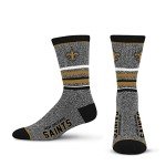 For Bare Feet Mens NFL New Orleans Saints 5 Star Crew Sock Marble Grey Large