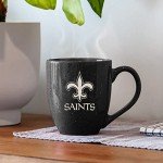 Rico Industries NFL Football New Orleans Saints Primary 16 oz Team Color Laser Engraved Ceramic Coffee Mug