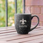 Rico Industries NFL Football New Orleans Saints Primary 16 oz Team Color Laser Engraved Ceramic Coffee Mug