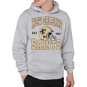 Junk Food Clothing x NFL - New Orleans Saints - Team Helmet - Unisex Adult Pullover Fleece Hoodie for Men and Women - Size Large