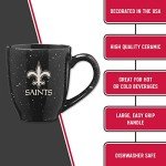 Rico Industries NFL Football New Orleans Saints Primary 16 oz Team Color Laser Engraved Ceramic Coffee Mug