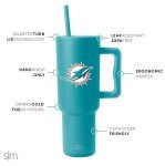 Simple Modern Officially Licensed NFL Miami Dolphins 40oz Tumbler with Handle and Straw Lid | Football Insulated Cup Stainless Steel | Gifts for Men, Women | Trek Collection | Miami Dolphins