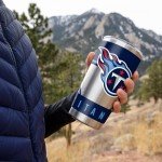 Rico Industries NFL Football Tennessee Titans 20oz Stainless Steel Tumbler with Lid - Great For Coffee, Tea, Water or Cocktails