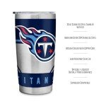 Rico Industries NFL Football Tennessee Titans 20oz Stainless Steel Tumbler with Lid - Great For Coffee, Tea, Water or Cocktails