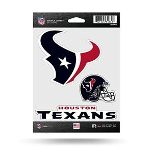 Rico Industries NFL Houston Texans Die Cut Triple Spirit Sticker Sheet, One Size, Primary, 3-Piece