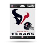Rico Industries NFL Houston Texans Die Cut Triple Spirit Sticker Sheet, One Size, Primary, 3-Piece