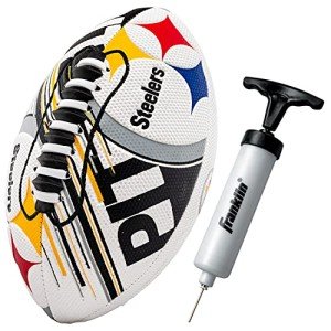 Franklin Sports NFL Pittsburgh Steelers Football - Youth Mini Football - 8.5" Junior Size Ball - SPACELACE Easy Grip Texture- Perfect for Kids