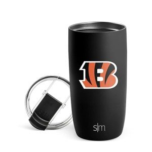 Simple Modern Officially Licensed NFL Cincinnati Bengals 16oz Travel Coffee Tumbler with Flip Lid | Stainless Steel Cup | Football Gifts for Men, Women | Voyager Collection | Cincinnati Bengals