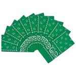 Vamqor 100% Cotton 10 Pack Fine Bandanas（Green）