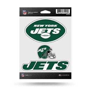 Rico Industries NFL New York Jets Die Cut Triple Spirit Sticker Sheet, One Size, 3-Piece