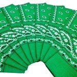 Vamqor 100% Cotton 10 Pack Fine Bandanas（Green）