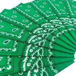 Vamqor 100% Cotton 10 Pack Fine Bandanas（Green）