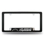 Rico Industries NFL Los Angeles Chargers Carbon Fiber 12" x 6" Chrome All Over Automotive License Plate Frame for Car/Truck/SUV