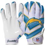 Franklin Sports Los Angeles Chargers Youth NFL Football Receiver Gloves - Receiver Gloves For Kids - NFL Team Logos and Silicone Palm - Youth M/L Pair