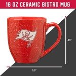 Rico Industries NFL Football Tampa Bay Buccaneers Primary 16 oz Team Color Laser Engraved Ceramic Coffee Mug 16oz