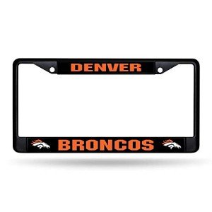 Rico Industries NFL Football Denver Broncos Primary Black Chrome Frame with Plastic Inserts 12" x 6" Car/Truck Auto Accessory