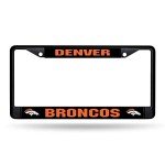 Rico Industries NFL Football Denver Broncos Primary Black Chrome Frame with Plastic Inserts 12" x 6" Car/Truck Auto Accessory