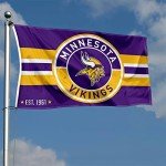 WinCraft Minnesota Vikings Patch Button Circle Logo Flag Large 3x5 Banner
