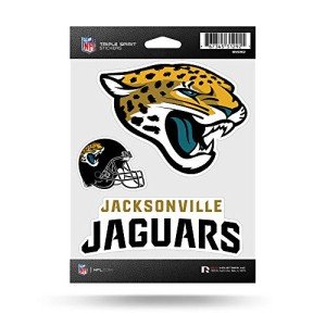Rico Industries NFL Jacksonville Jaguars Die Cut Triple Spirit Sticker Sheet, 5" x 7", Primary, 3-Piece
