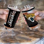 Rico Industries NFL Football Jacksonville Jaguars 16 oz Pint Glasses with Digitally Printed Logo, Practical Set of 2 Classic Drinking Glasses, for Fans, Dishwasher Safe