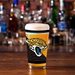 Rico Industries NFL Football Jacksonville Jaguars 16 oz Pint Glasses with Digitally Printed Logo, Practical Set of 2 Classic Drinking Glasses, for Fans, Dishwasher Safe