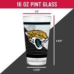 Rico Industries NFL Football Jacksonville Jaguars 16 oz Pint Glasses with Digitally Printed Logo, Practical Set of 2 Classic Drinking Glasses, for Fans, Dishwasher Safe