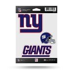 Rico Industries NFL Die Cut 3-Piece Triple Spirit Sticker Sheet, New York Giants , 5 x 7-inches
