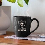 Rico Industries NFL Football Las Vegas Raiders Raider Nation 16 oz Team Color Laser Engraved Speckled Ceramic Coffee Mug