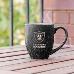 Rico Industries NFL Football Las Vegas Raiders Raider Nation 16 oz Team Color Laser Engraved Speckled Ceramic Coffee Mug