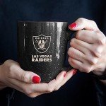 Rico Industries NFL Football Las Vegas Raiders Raider Nation 16 oz Team Color Laser Engraved Speckled Ceramic Coffee Mug