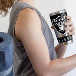 Rico Industries NFL Football Las Vegas Raiders 20oz Stainless Steel Tumbler with Lid - Great For Coffee, Tea, Water or Cocktails