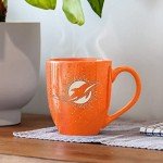 Rico Industries NFL Football Miami Dolphins Primary 16 oz Team Color Laser Engraved Ceramic Coffee Mug