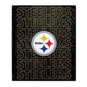 Pegasus Sports NFL Echo Team Wordmark Plush Blanket- Pittsburgh Steelers, Team Color, 60x70