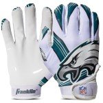 Franklin Sports Philadelphia Eagles Youth NFL Football Receiver Gloves - Receiver Gloves for Kids - NFL Team Logos and Silicone Palm - Youth S/XS Pair, Team Specific, Youth X-Small/Small