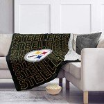 Pegasus Sports NFL Echo Team Wordmark Plush Blanket- Pittsburgh Steelers, Team Color, 60x70