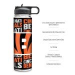 Rico Industries NFL Football Cincinnati Bengals 22oz Stainless Steel Tumbler with Lid - Great For Coffee, Tea, Water or Cocktails