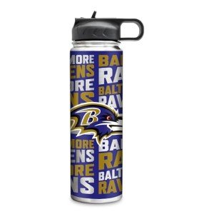 Rico Industries NFL Football Baltimore Ravens 22oz Stainless Steel Tumbler with Lid - Great For Coffee, Tea, Water or Cocktails