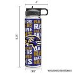Rico Industries NFL Football Baltimore Ravens 22oz Stainless Steel Tumbler with Lid - Great For Coffee, Tea, Water or Cocktails
