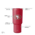 Simple Modern Officially Licensed NFL San Francisco 49rs 30 oz Tumbler with Flip Lid and Straws | Insulated Cup Stainless Steel | Gifts for Men Women | Trek Collection | San Francisco 49rs