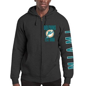 Junk Food Clothing x NFL - Miami Dolphins - MVP Zip Hoodie - Unisex Adult Full Zip Hooded Sweatshirt for Men and Women - Size Large