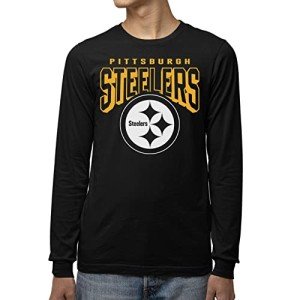 Junk Food Clothing x NFL - Pittsburgh Steelers - Bold Logo - Unisex Adult Long Sleeve T-Shirt for Men and Women - Size Large