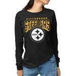 Junk Food Clothing x NFL - Pittsburgh Steelers - Bold Logo - Unisex Adult Long Sleeve T-Shirt for Men and Women - Size Large