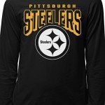 Junk Food Clothing x NFL - Pittsburgh Steelers - Bold Logo - Unisex Adult Long Sleeve T-Shirt for Men and Women - Size Large