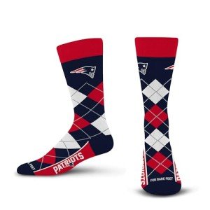 For Bare Feet NFL NEW ENGLAND PATRIOTS Argyle Remix Premium Dress Sock Team Color OSFM