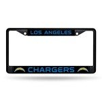 Rico Industries NFL Los Angeles Chargers Standard Chrome License Plate Frame Black, 6 x 12.25-"