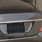 Rico Industries NFL Los Angeles Chargers Standard Chrome License Plate Frame Black, 6 x 12.25-"