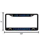 Rico Industries NFL Los Angeles Chargers Standard Chrome License Plate Frame Black, 6 x 12.25-"